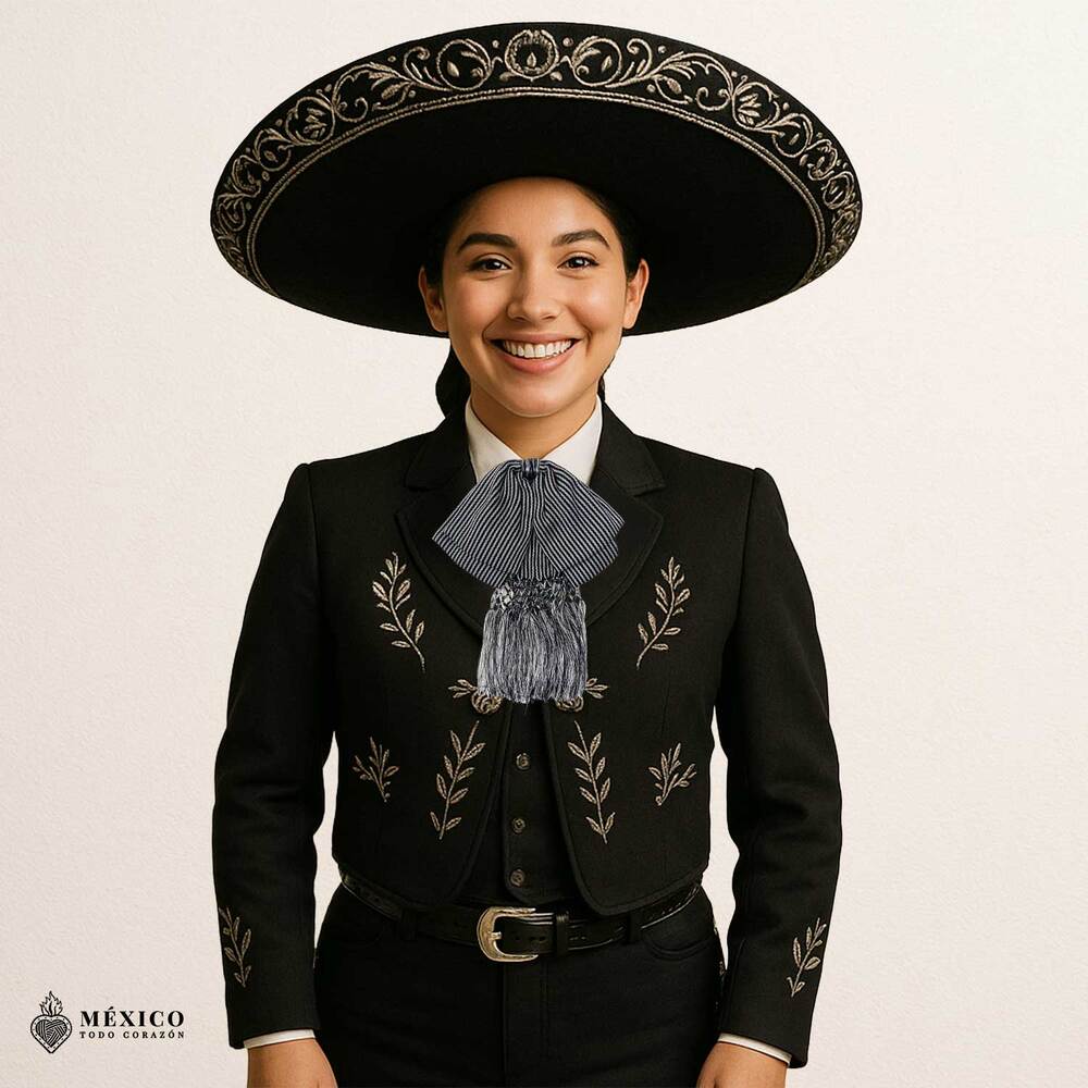 Mexican Satin Charro Bow – Traditional Adjustable Moño with Elastic Strap